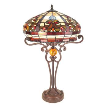Hnědá stolní lampa Tiffany s okrasnou nohou Eye - Ø 42*59 cm E27/max 2*60W 5LL-6142
