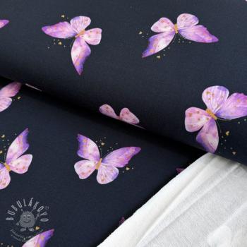 Teplákovina Butterflies wing navy digital print