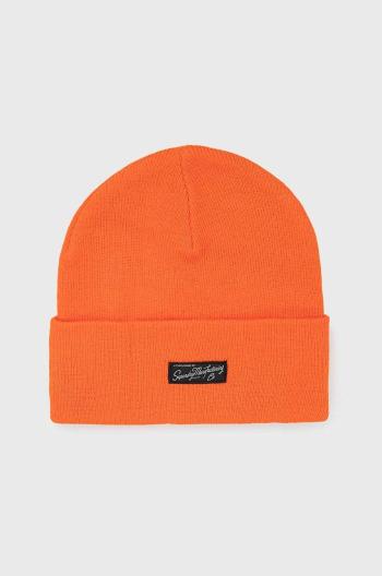 Čepice Superdry oranžová barva, z tenké pleteniny