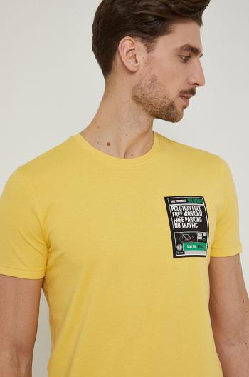 Tričko Medicine pánské, žlutá barva, s potiskem