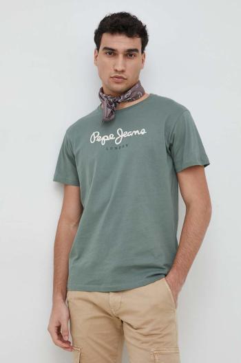 Bavlněné tričko Pepe Jeans Eggo zelená barva, s potiskem