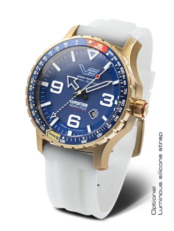 Vostok Europe Expedition North Pole Pulsometer Automatic Line YN55-597B730S - Bílý silikonový řemínek (luminiscenční)