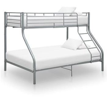 Rám poschoďové postele šedý kov 140x200 / 90x200 cm (287904)