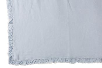 Modrý praný lněný pléd s třasňovitým volánkem Romantic - 150*200 cm 83369