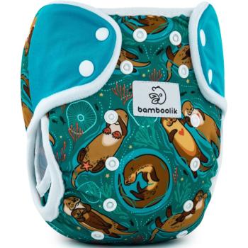 Bamboolik DUO Diaper Cover pratelné svrchní kalhotky na patentky Otters in Love + Turquoise