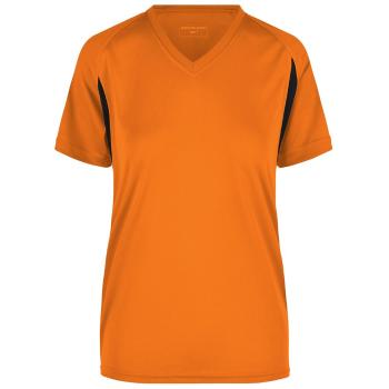 James & Nicholson Dámské sportovní tričko s krátkým rukávem JN316 - Oranžová / černá | XL