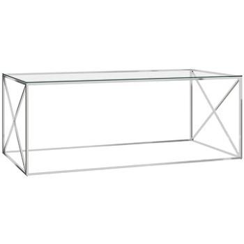 Konferenční stolek stříbrný 120x60x45 cm nerezová ocel a sklo (289020)