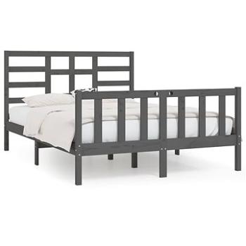Rám postele šedý masivní dřevo 150 × 200 cm King Size, 3107620 (3107620)