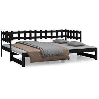 Výsuvná postel černá 2× (90 × 190) cm masivní borovice, 820780 (820780)