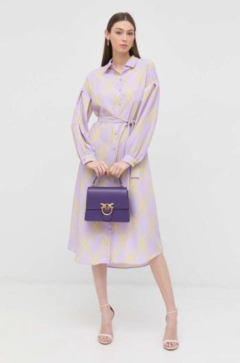 Šaty Silvian Heach fialová barva, midi, oversize
