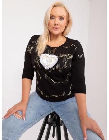 Dámská halenka s 3/4 rukávy plus size černá 