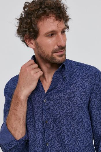 Košile Emanuel Berg pánská, tmavomodrá barva, slim, s límečkem button-down