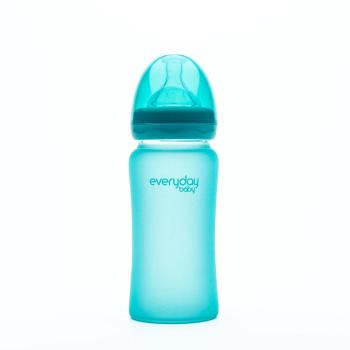 Everyday Baby skleněná láhev s termo senzorem, 240 ml, modrá