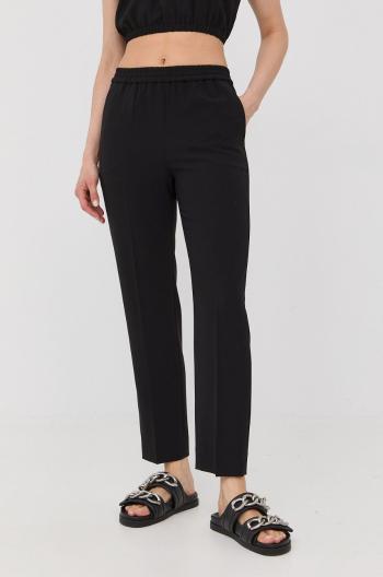 Kalhoty The Kooples dámské, černá barva, jednoduché, high waist