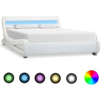Rám postele s LED světlem bílý umělá kůže 160x200 cm (285736)