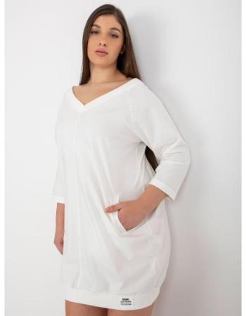 Dámské šaty plus size basic s kapsami GUDA ecru 