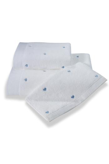 Dárkové balení ručníků a osušky MICRO LOVE, 3 ks Bílá / modré srdíčka