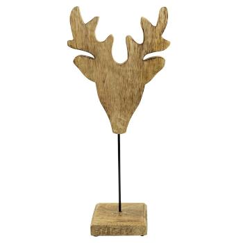 Dekorace hlava jelena z mangového dřeva na podstavci Deer - 41*18*10cm CISHEM22