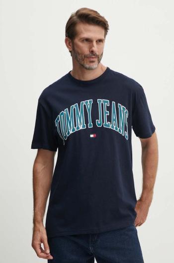 Bavlněné tričko Tommy Jeans tmavomodrá barva, s potiskem, DM0DM18558