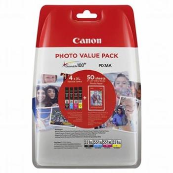 Canon CLI-551XL multipack originální cartridge + fotopapír 50x (10x15)
