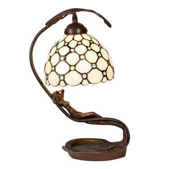 Krémová stolní lampa Tiffany Millie - 28*20*41 cm E14/max 1*25W 5LL-6097
