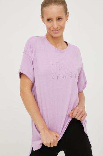 Bavlněné tričko Dkny fialová barva
