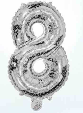 Balón foliový číslice stříbrná 35 cm - 8 (NELZE PLNIT HELIEM) - BALONČ