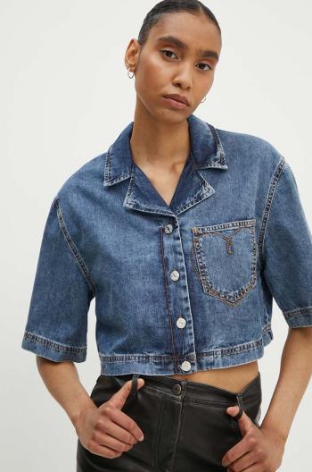 Džínová košile Moschino Jeans dámská, relaxed, s klasickým límcem, 0202.8224