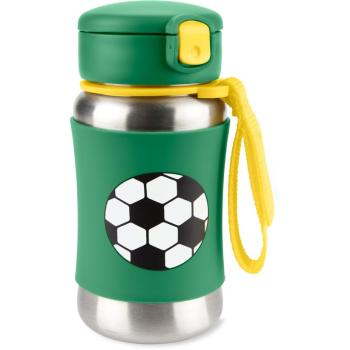 Skip Hop Spark Style Straw Bottle nerezová láhev na vodu s brčkem Fotbal 12 m+ 350 ml