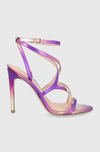 Kožené sandály Guess Fennela fialová barva