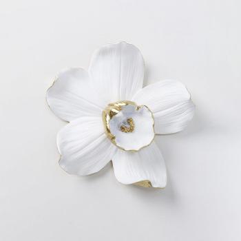 Sada 4 ks – Dekorace na zeď Orchid 25 cm – bílá