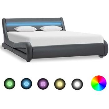 Rám postele s LED světlem šedý umělá kůže 140x200 cm (285741)