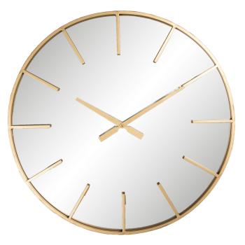 Chromové nástěnné hodiny s bronzovým ciferníkem a rámem - Ø 60*4 cm / 1*AA 5KL0159