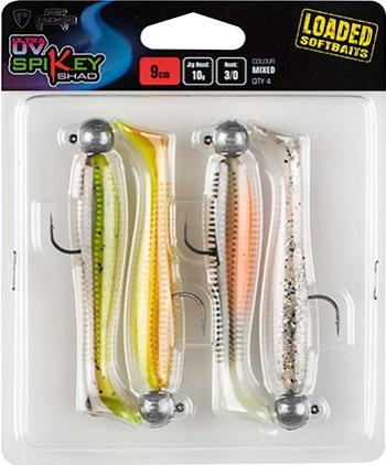 Fox rage gumová nástraha spikey shad loaded mixed uv colour pack - 9 cm 12 g 3/0