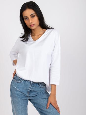 BÍLÁ OVERSIZE HALENKA SYLVIE S KRAJKOVÝMI ZÁDY -RV-BZ-7558.30-WHITE Velikost: S/M