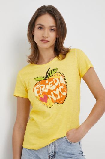 Bavlněné tričko Frieda & Freddies žlutá barva