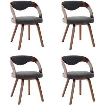Jídelní židle 4 ks tmavě šedé ohýbané dřevo a textil (278842)
