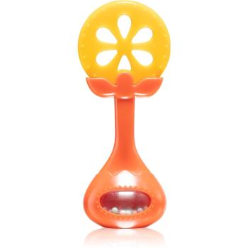 BabyOno Have Fun Teether kousátko s chrastítkem Juicy Orange 1 ks