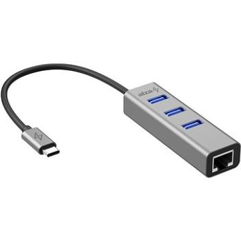 AlzaPower AluCore USB-C (M) na 3× USB-A (F) s LAN vesmírně šedá (APW-HCA3AL1Y)