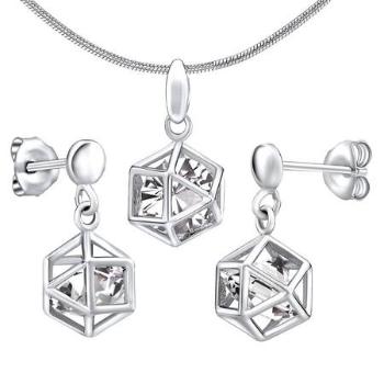 Silvego stříbrný set šperků klec s kamenem náušnice a přívěsek JJJS971