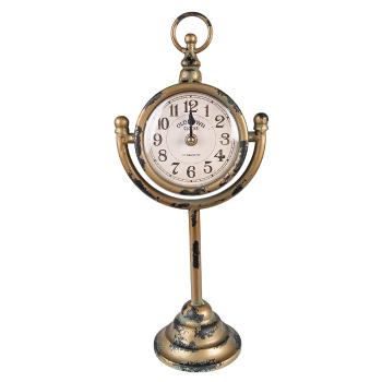 Bronzové antik stolní hodiny s výrazným odřením - 17*11*38 cm / 1xAA 6KL0800
