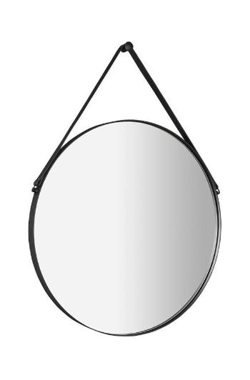 SAPHO ORBITER zrcadlo kulaté s koženým páskem, ø 50cm, černá mat ORT050
