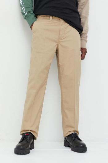 Kalhoty Vans pánské, béžová barva, ve střihu chinos