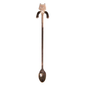 Úzká dlouhá lžička s kočičkou - bronzová - 3*20 cm 64451RG