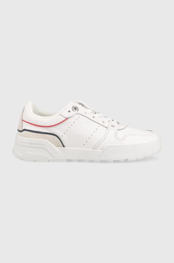 Kožené sneakers boty Tommy Hilfiger Low Cut Basket bílá barva