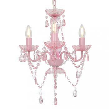 Závěsná lampa lustr 3 x E14 Dekorhome Růžová