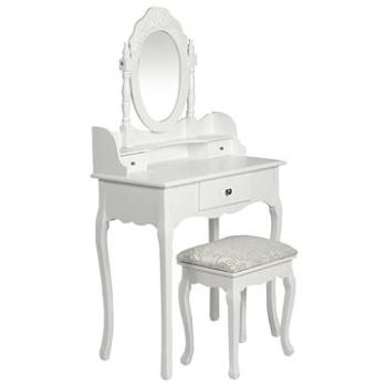 Toaletní stolek se zrcadlem a stoličkou bílý (60558)