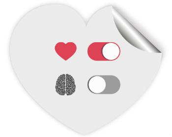 Samolepky srdce - 5 kusů love ON brain OFF