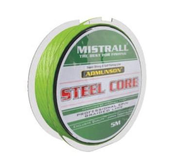 Mistrall pletená šňůra s ocelovým jádrem admuson steel core 5 m - 0,09 mm 10,8 kg