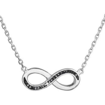 Stříbrný náhrdelník s krystaly Swarovski černé infinity,osmička-nekonečno 32023.5, hematite